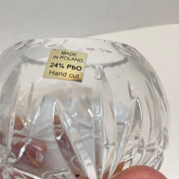 Hand-Cut 24% Lead Crystal Clear Glass Bowl with Lamp Shade Made in Poland - Picture 4 of 12